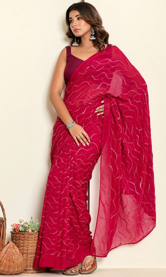 Meheu Magenta Wine Saree