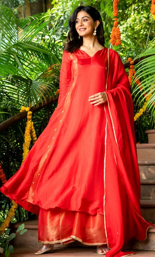 Red Grace Tissue Suit Set