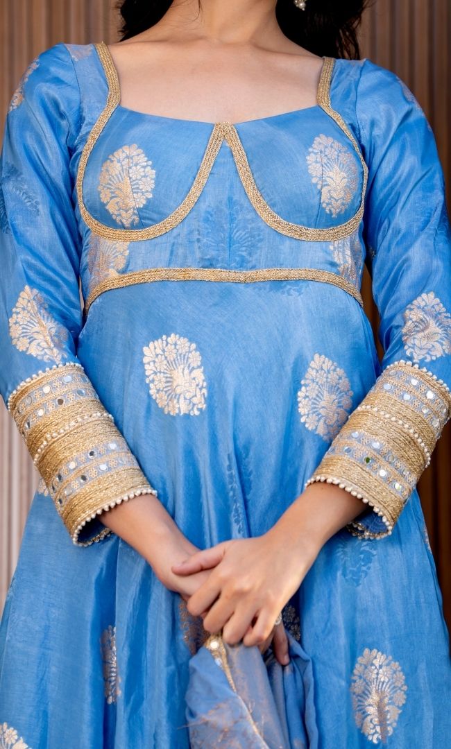 Reshmi Neelam Anarkali Set