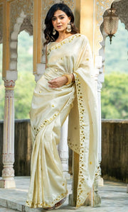 Ecru White Gottapatti Saree