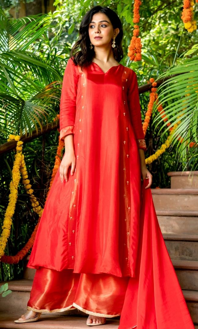 Red Grace Tissue Suit Set