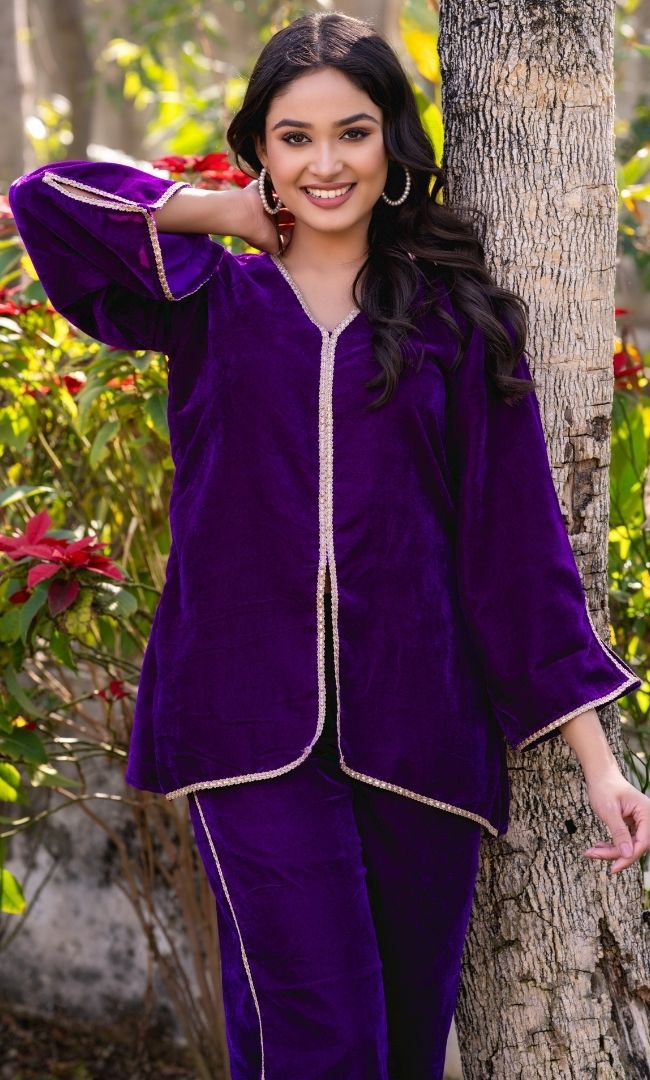 Purple Velveteen Twin Set