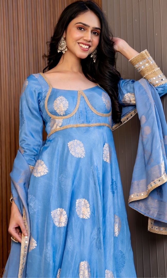 Reshmi Neelam Anarkali Set
