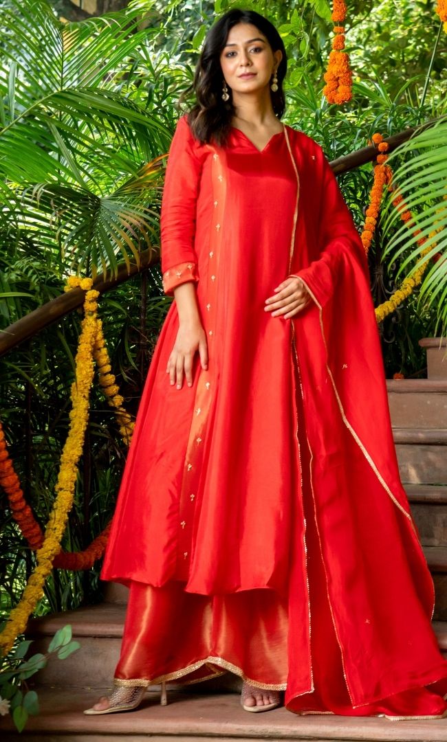 Red Grace Tissue Suit Set