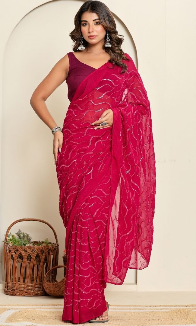 Meheu Magenta Wine Saree