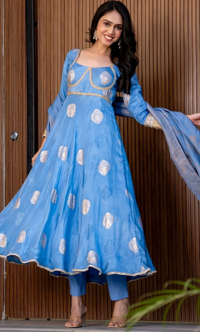Reshmi Neelam Anarkali Set