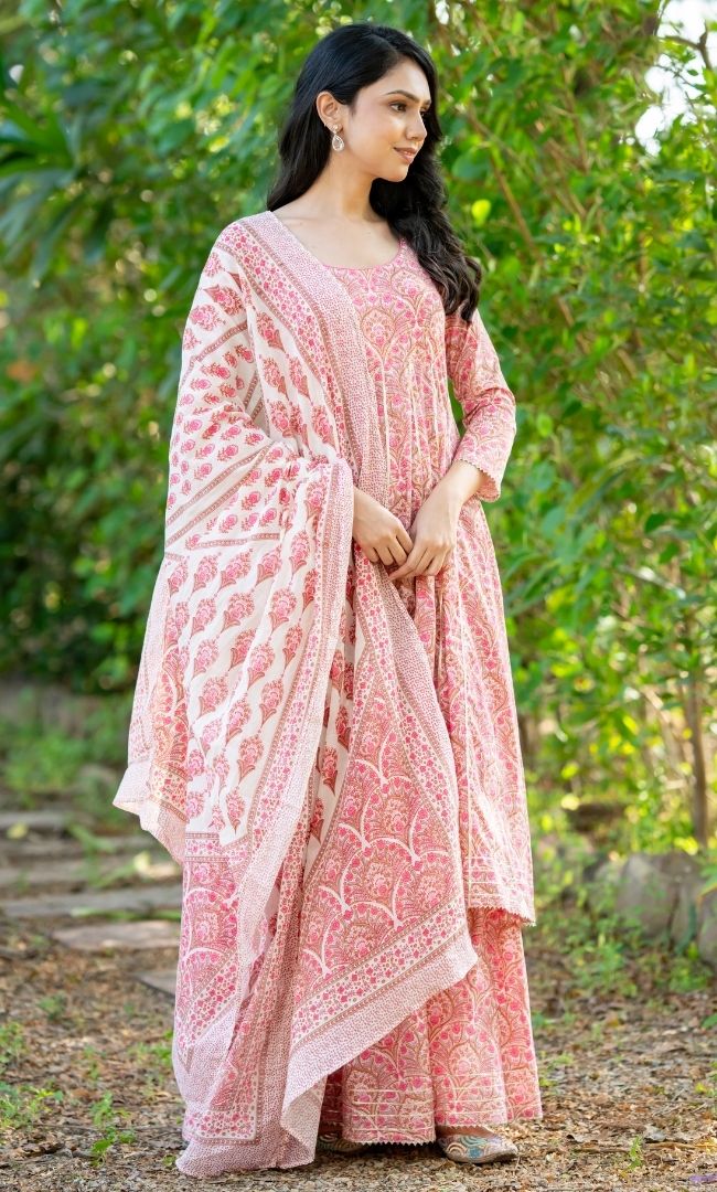 Utsav Rose Anarkali With Palazzo Set