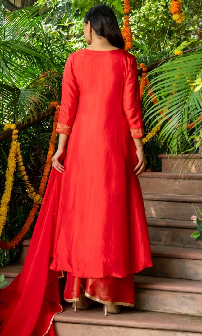 Red Grace Tissue Suit Set