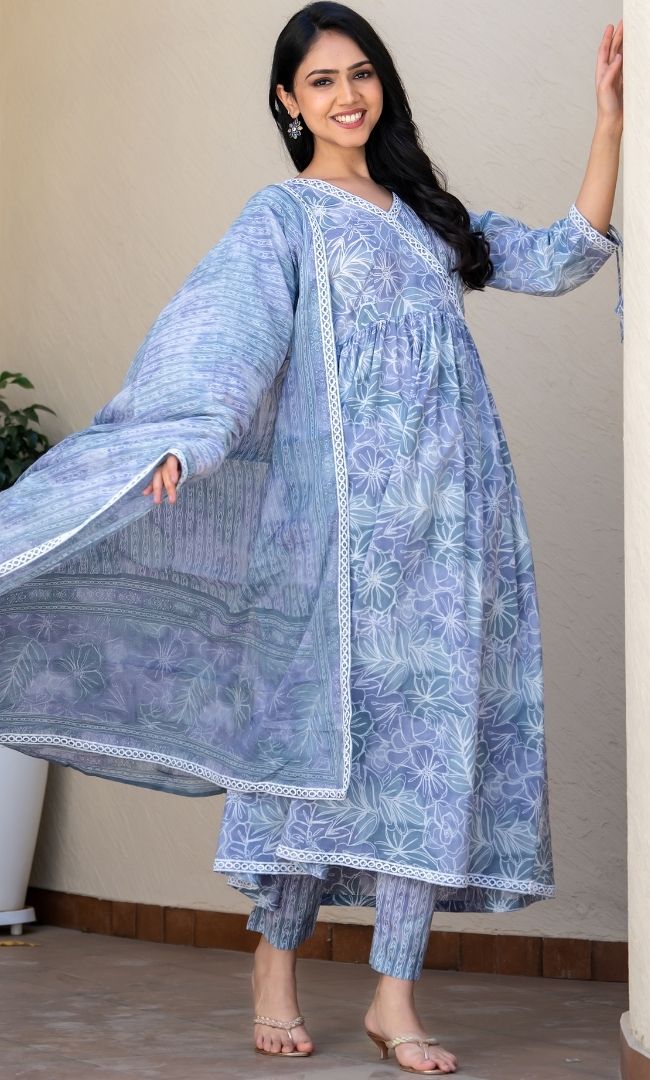 Misty Printed Cotton Suit Set