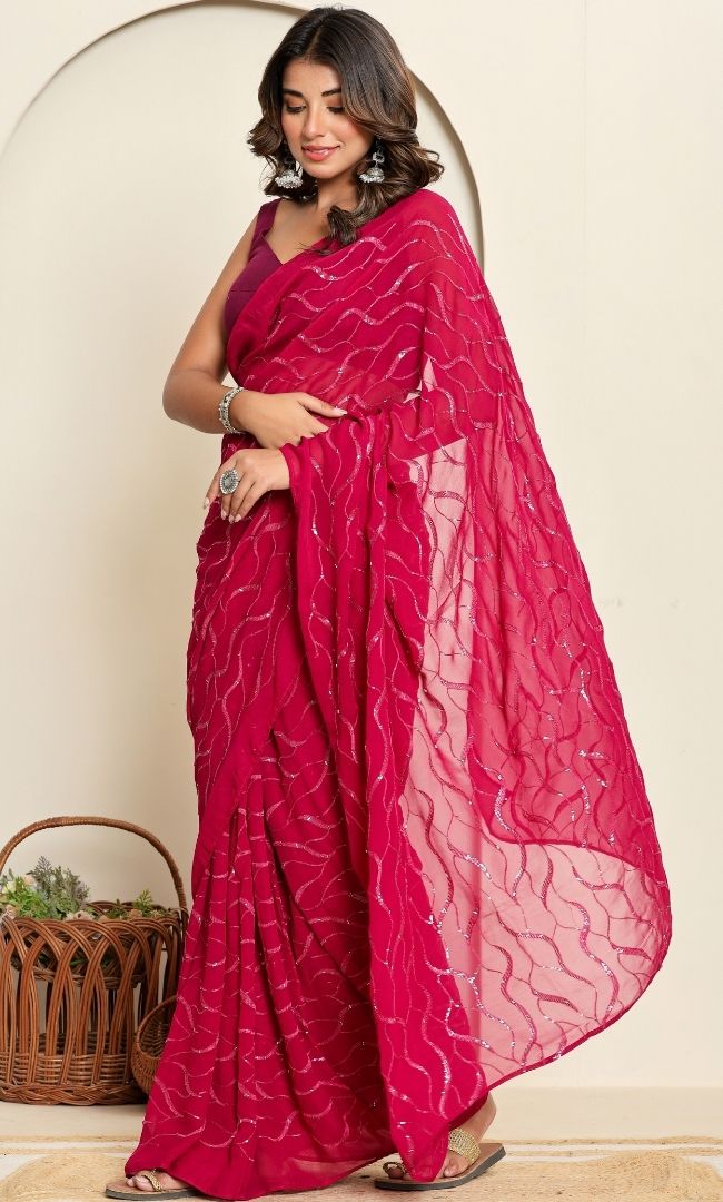Meheu Magenta Wine Saree