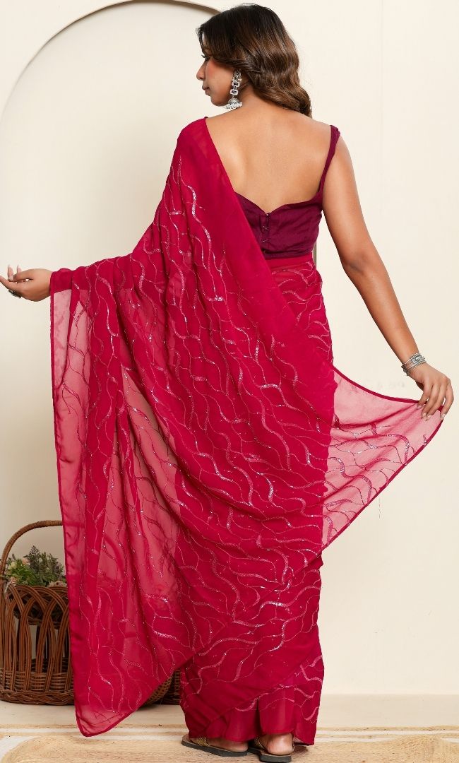 Meheu Magenta Wine Saree