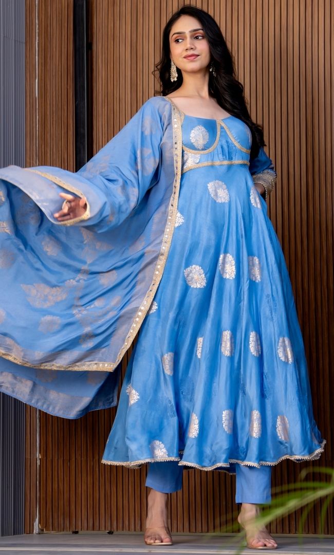 Reshmi Neelam Anarkali Set