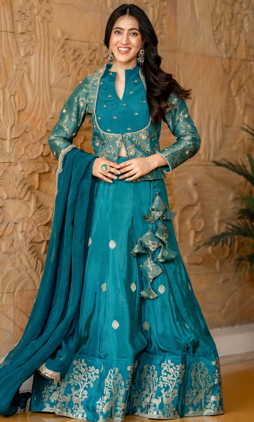 Morika Neel Brocade Lehenga Set