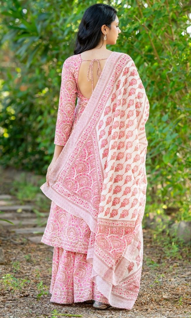 Utsav Rose Anarkali With Palazzo Set