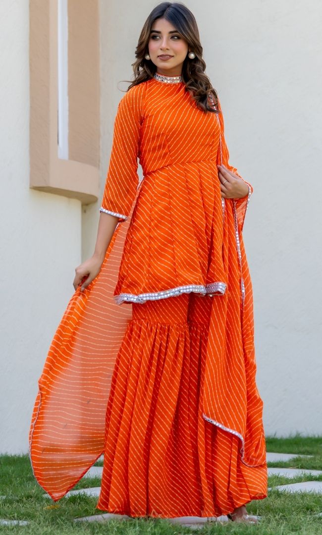 Sunrise Bandhani Sharara