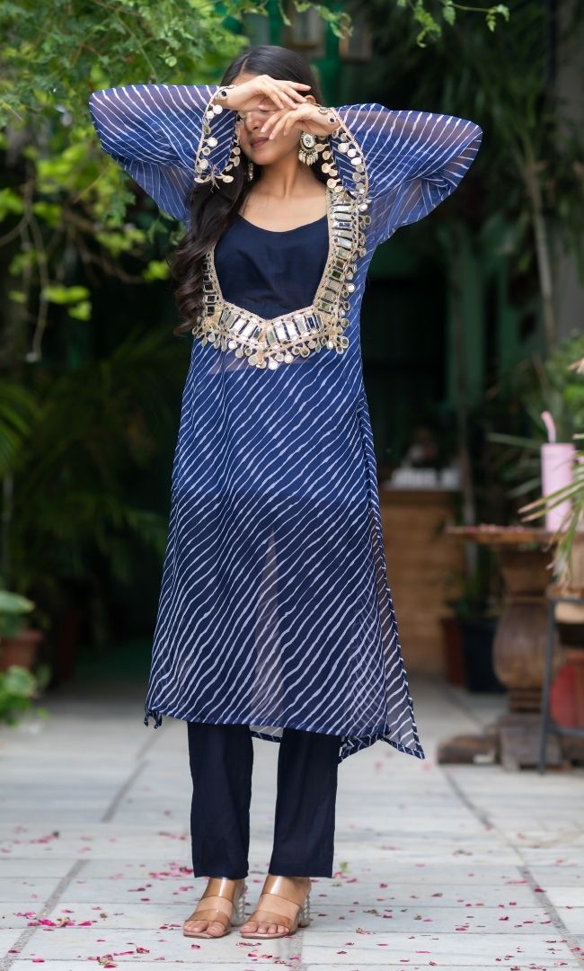 Neel Noor Leheriya Kurta set