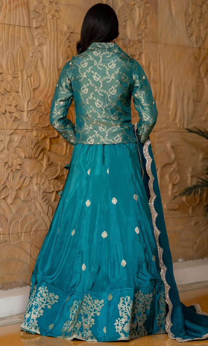 Morika Neel Brocade Lehenga Set