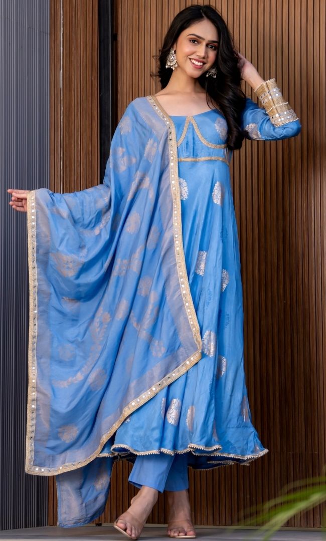 Reshmi Neelam Anarkali Set