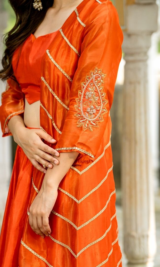 Flame Orange Tissue Shrug Set