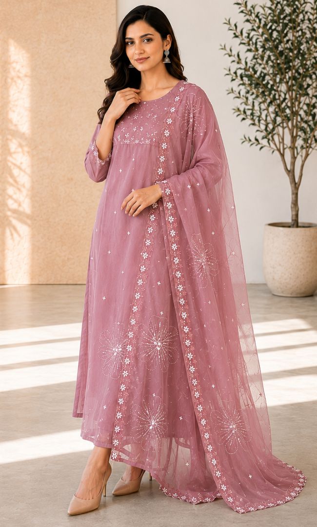 Turkish Rose Chanderi Suit Set