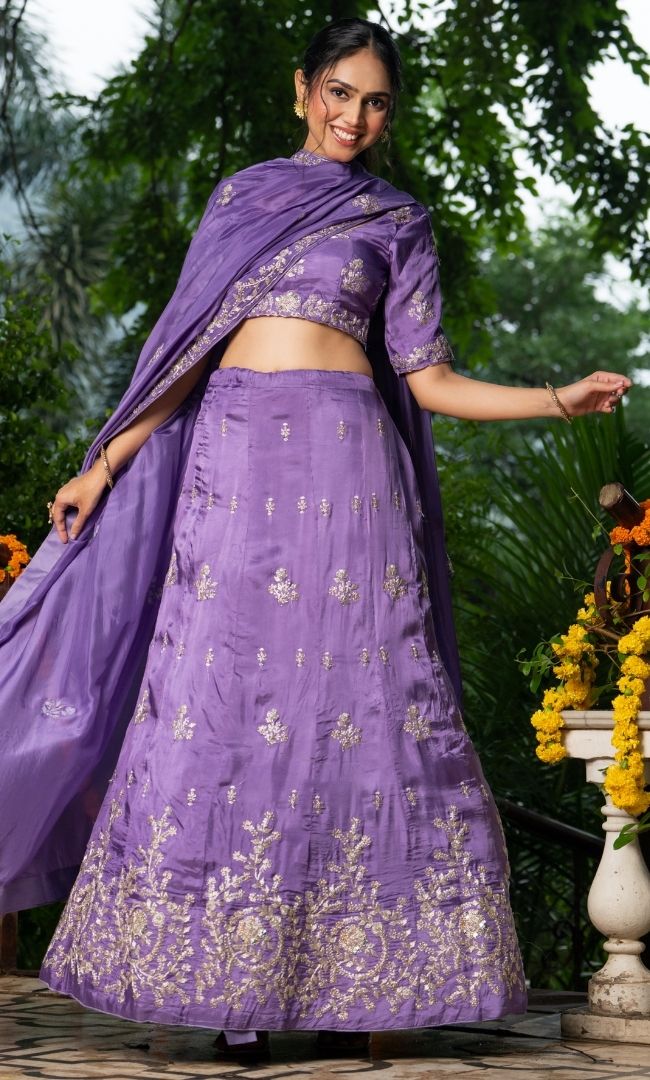 Aesthetic Purple Lehenga Set