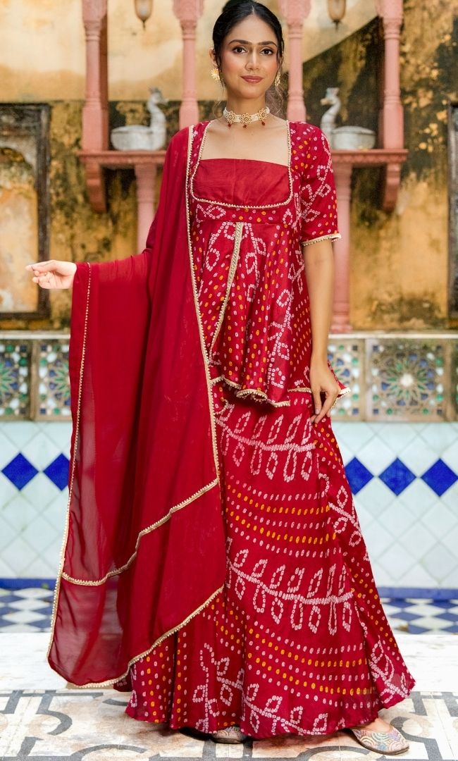 Mehrunisa Bandhej Skirt Set