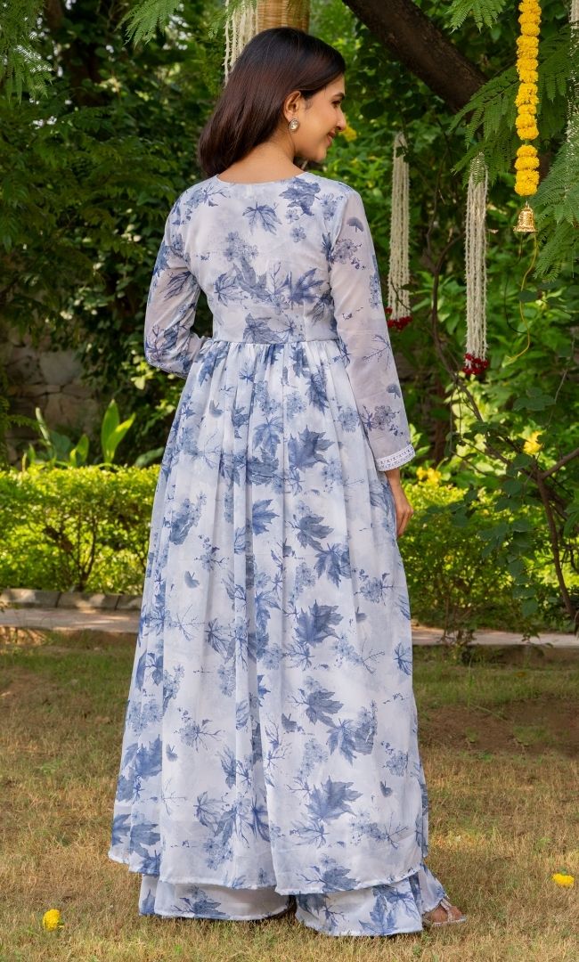 Frosty Blue Floral Suit Set