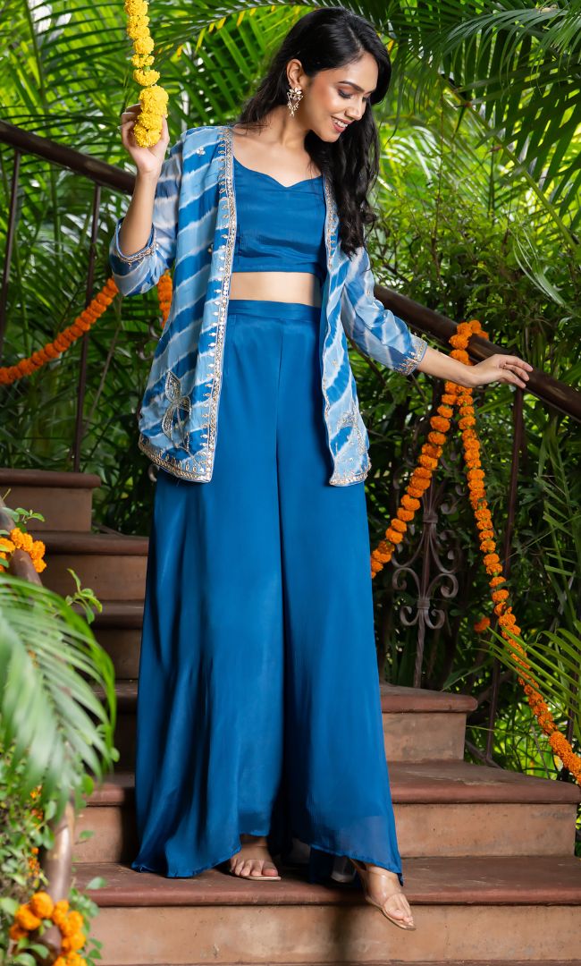 Blue Luxe Leheriya Set