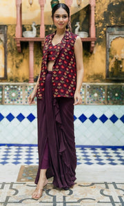 Florine Wine Jacket Set