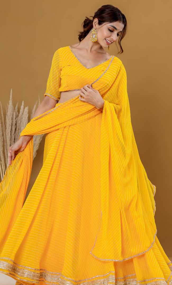 Haldi Yellow Bandhani Lehenga Set