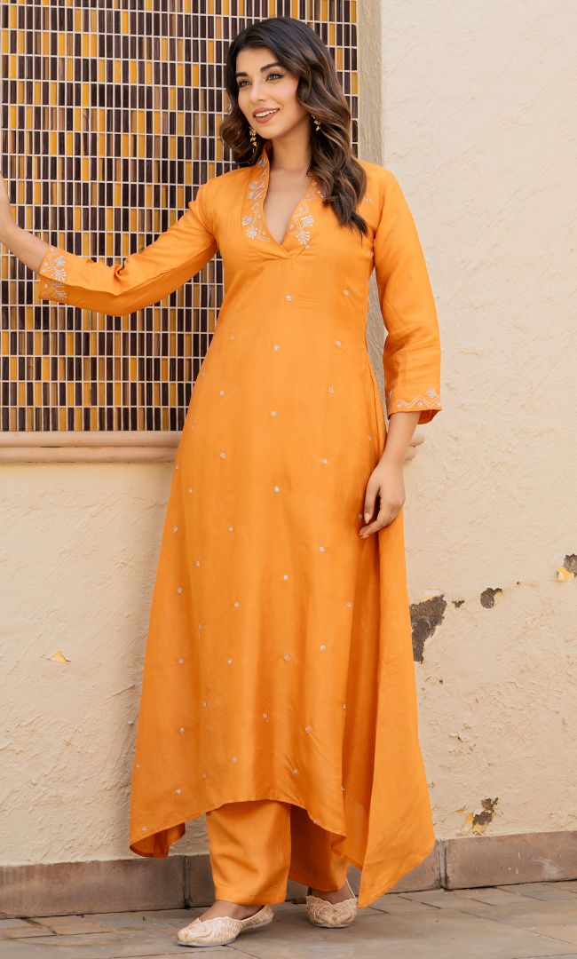 Naghma Mustard Handwork Kurta