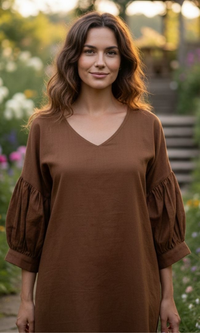 Dried Peony Brown Dress