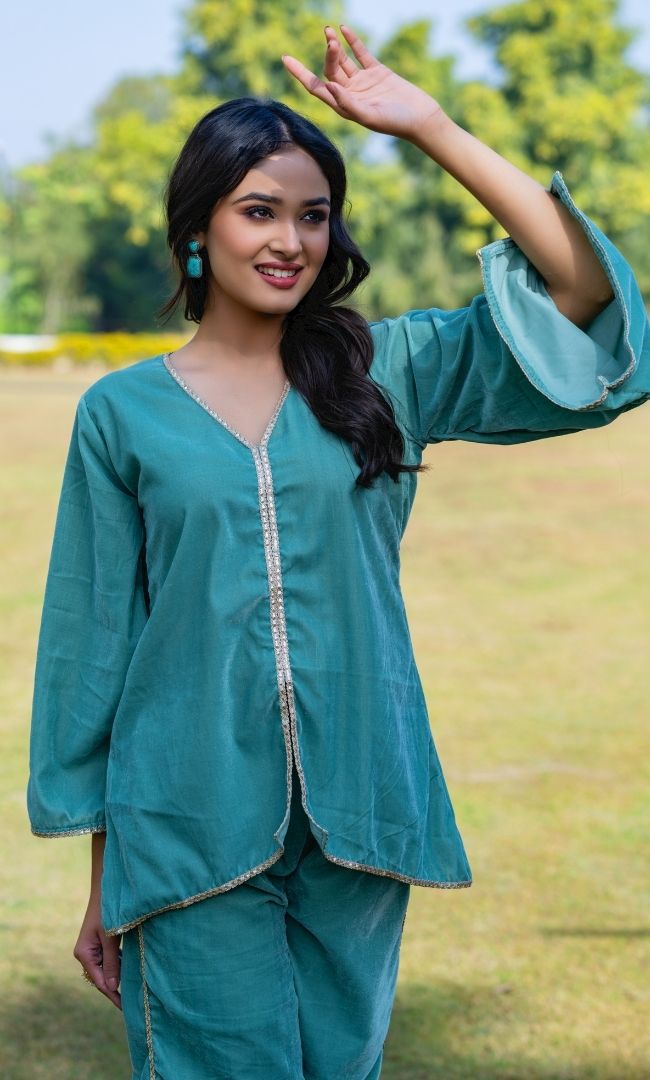 Green Velveteen Twin Set