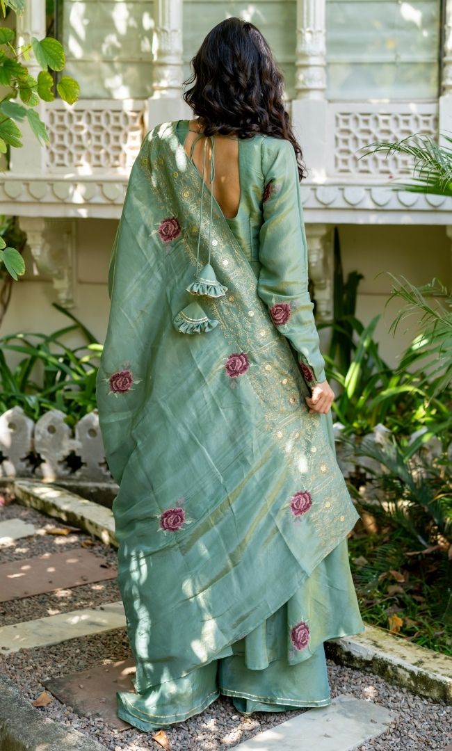 Shireen Sage Anarkali Set
