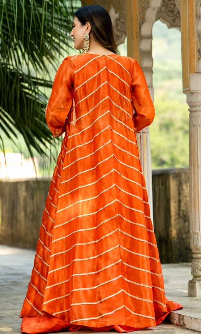 Flame Orange Tissue Shrug Set