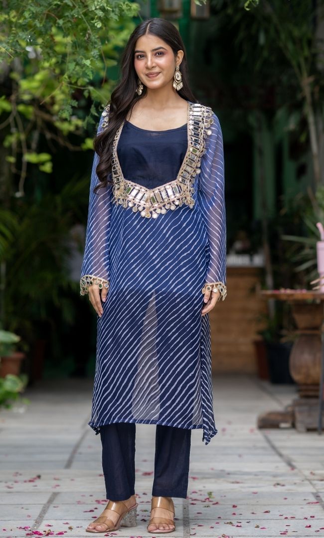 Neel Noor Leheriya Kurta set