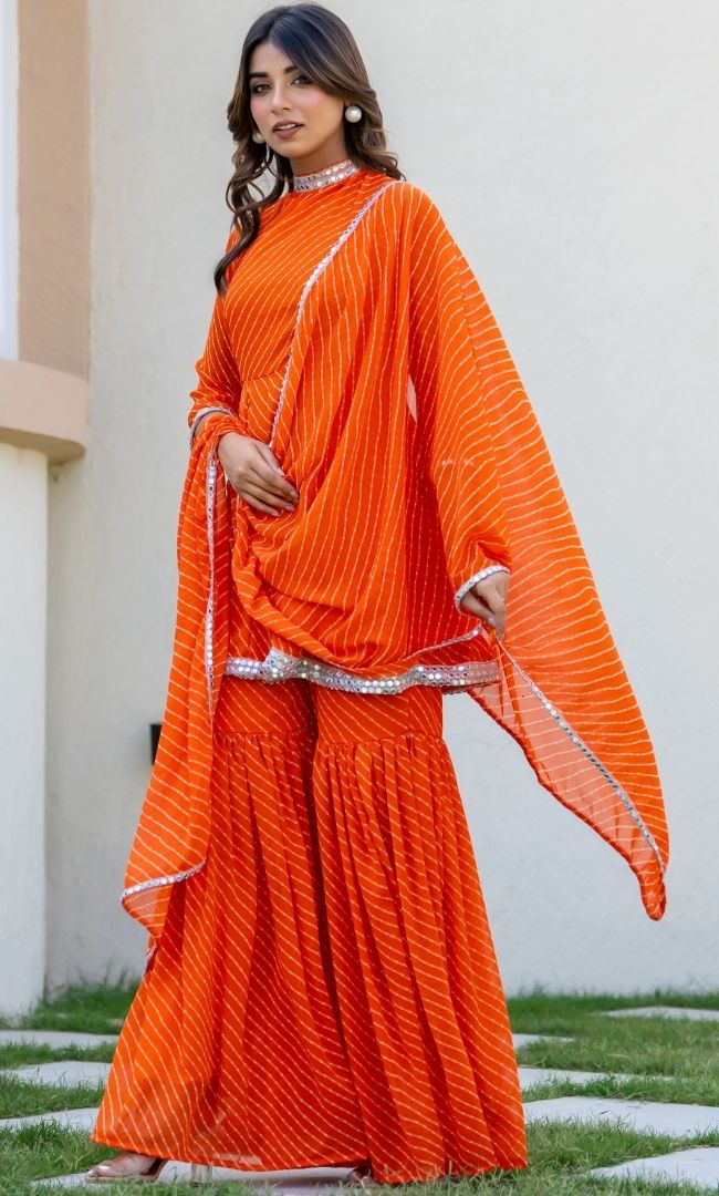 Sunrise Bandhani Sharara
