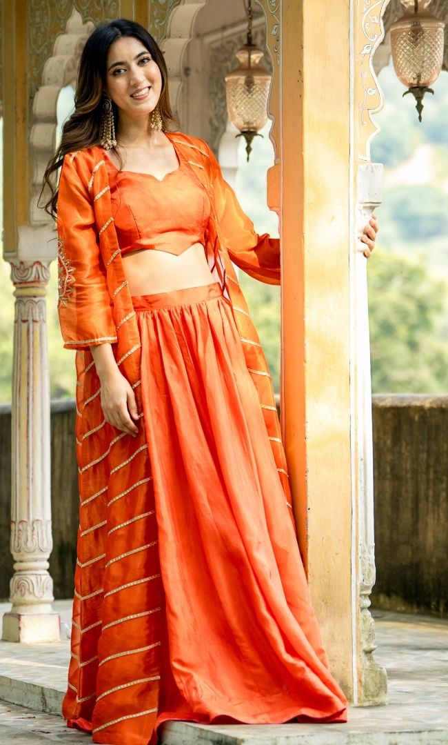 Flame Orange Tissue Shrug Set