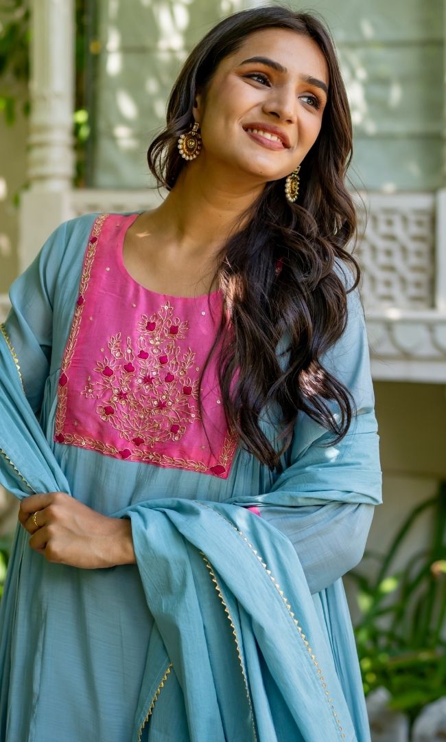 Naisha Chanderi Handwork Suit Set