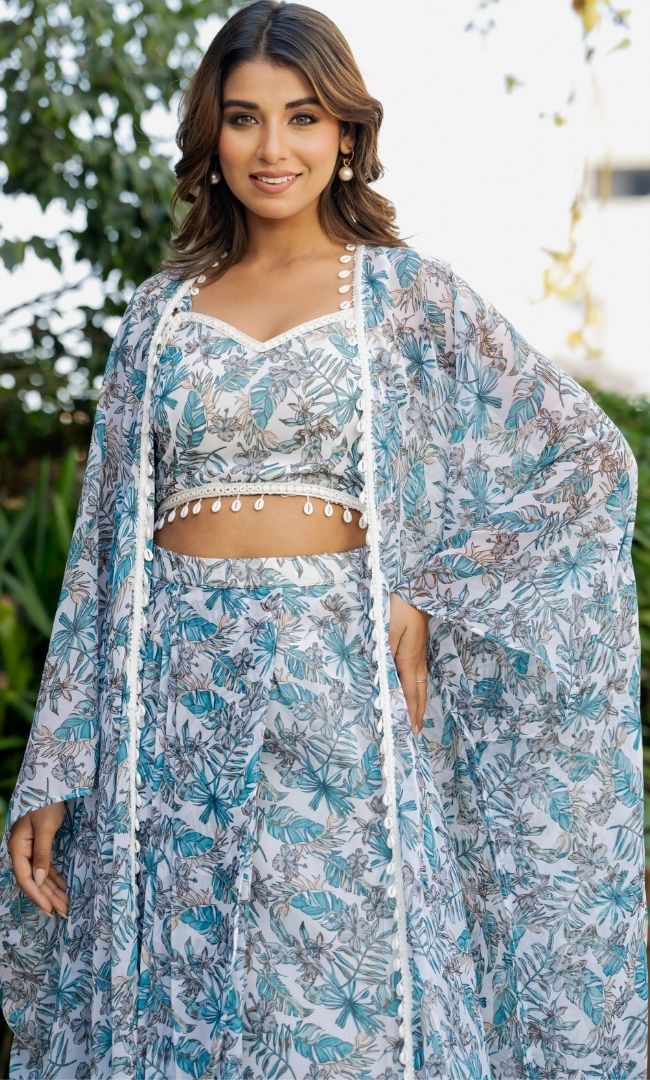 Cascade Printed Shrug Set