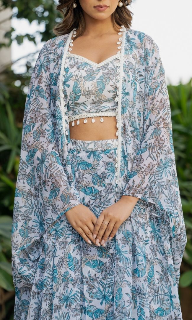 Cascade Printed Shrug Set