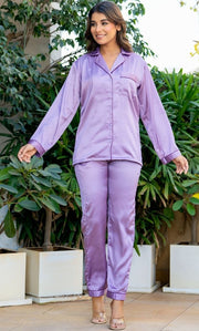 Satin Lavender Night Suit Set