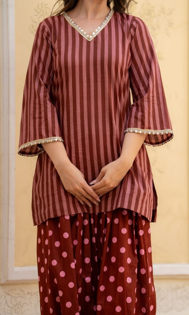 Seyran Brown Stripe Co-ord Set