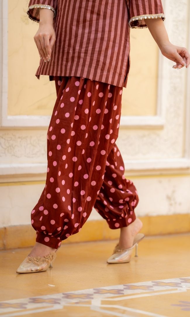Seyran Brown Stripe Co-ord Set