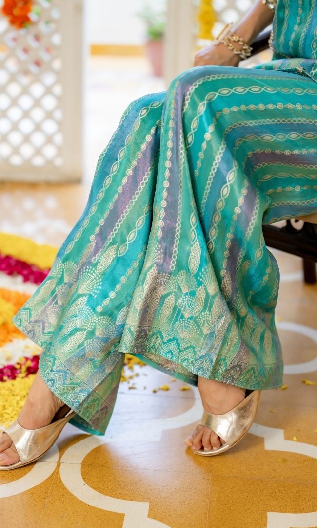 Teal Star Brocade Co-ord Set