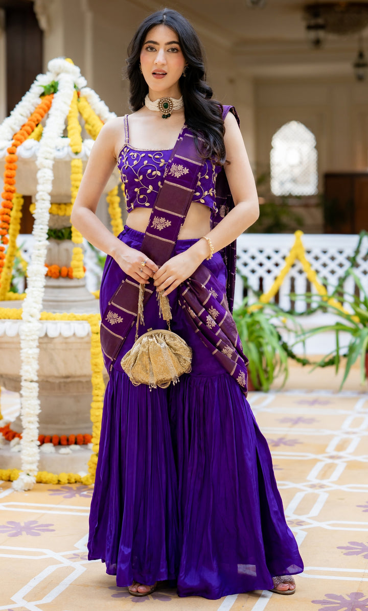 Trisha Purple Pre-Draped Saree
