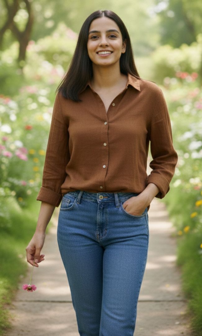 Coco Brown Cotton Linen Shirt