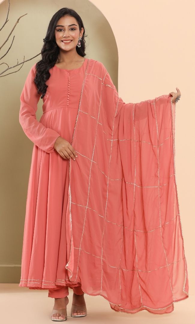Coral Anarkali Set