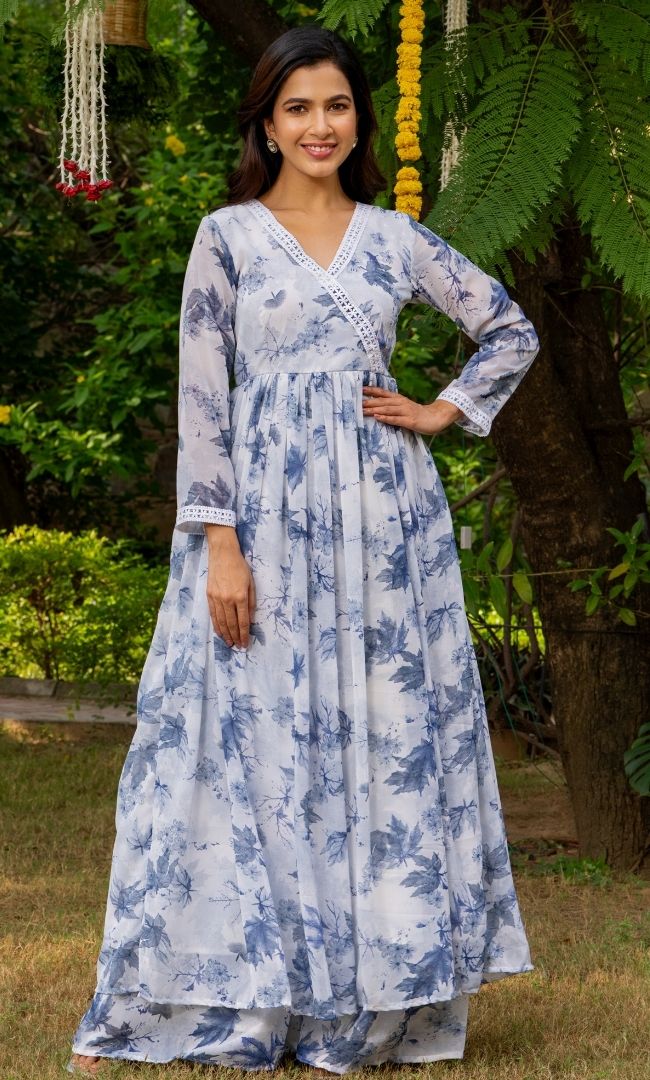 Frosty Blue Floral Suit Set