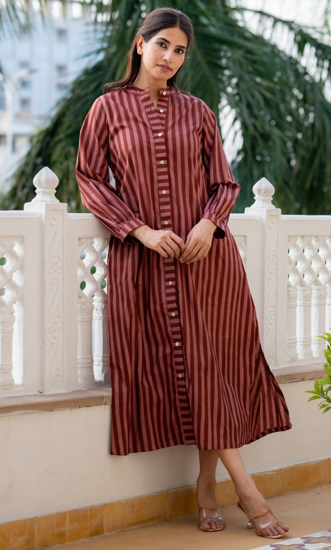 Brown Toffee Striped Dress